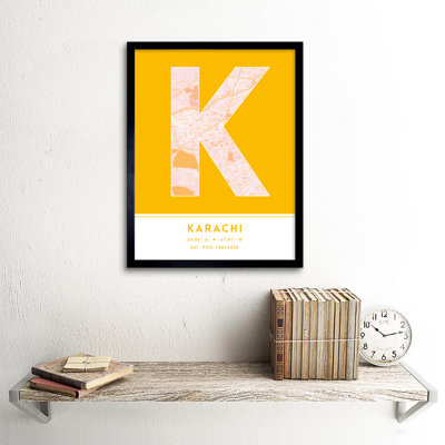 Karachi City Map Karachi Pakistan City Map Yellow - Single Picture Frame Typography