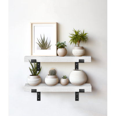 2 Piece Oak Bracket Shelf