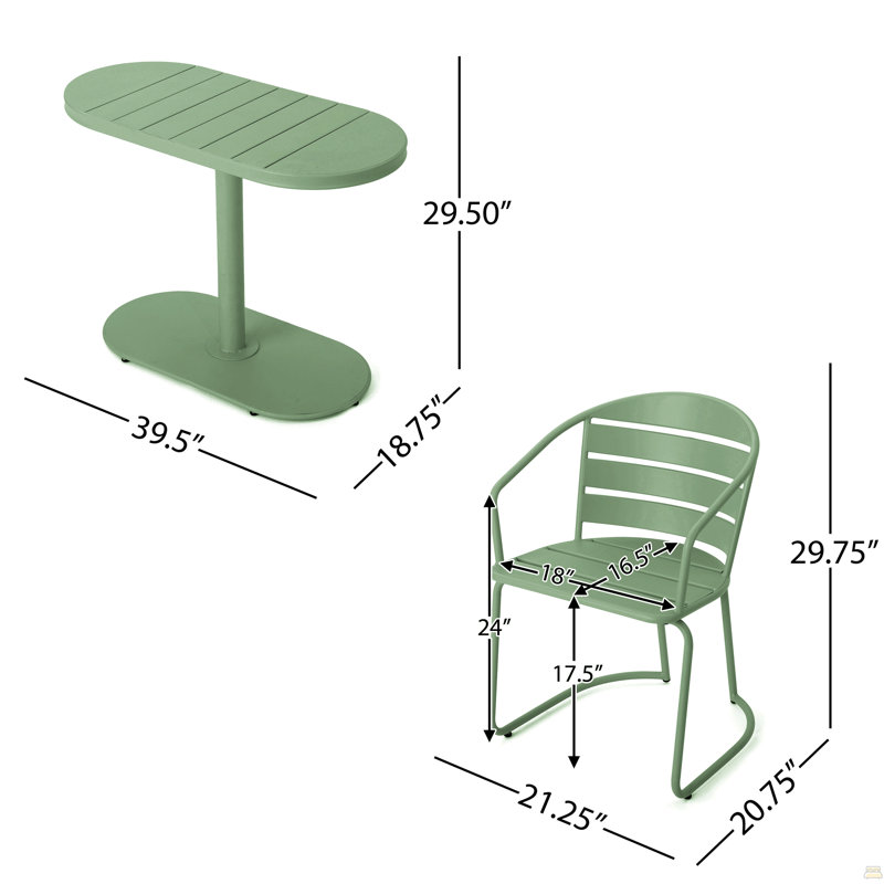 Monica Bistro Set, Dark Green
