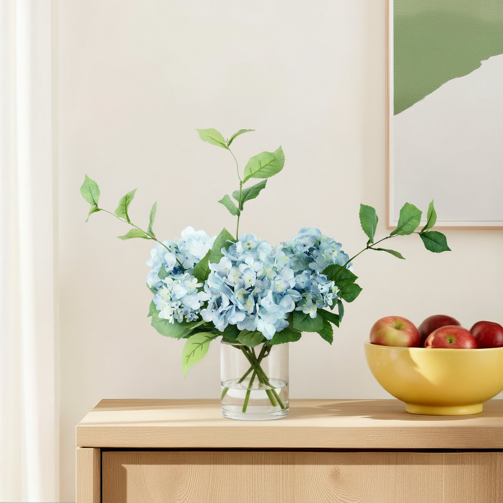 Hydrangea Floral Arrangement in Vase, Blue