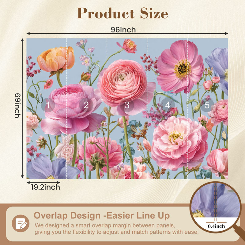 Papier peint adhésif style campagne Farmhouse Nature, L 96 po x l 69 po