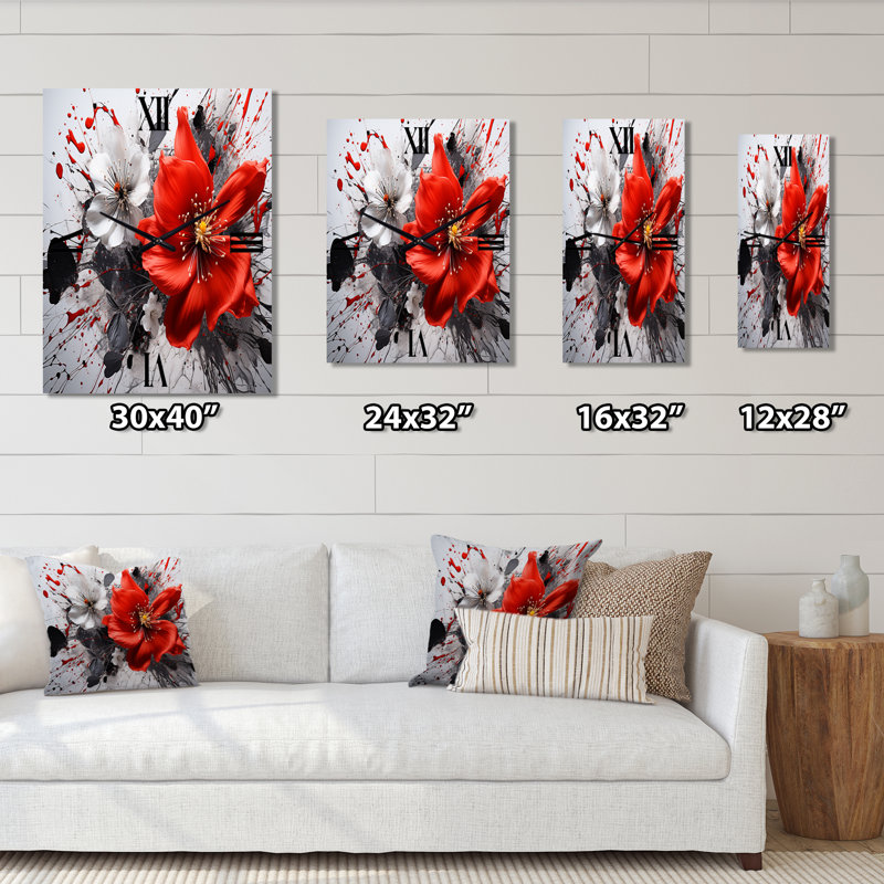 Jalesse - Très grandes horloges murales Abstract Botanicals, H 28 po x l 12 po x P 1 po