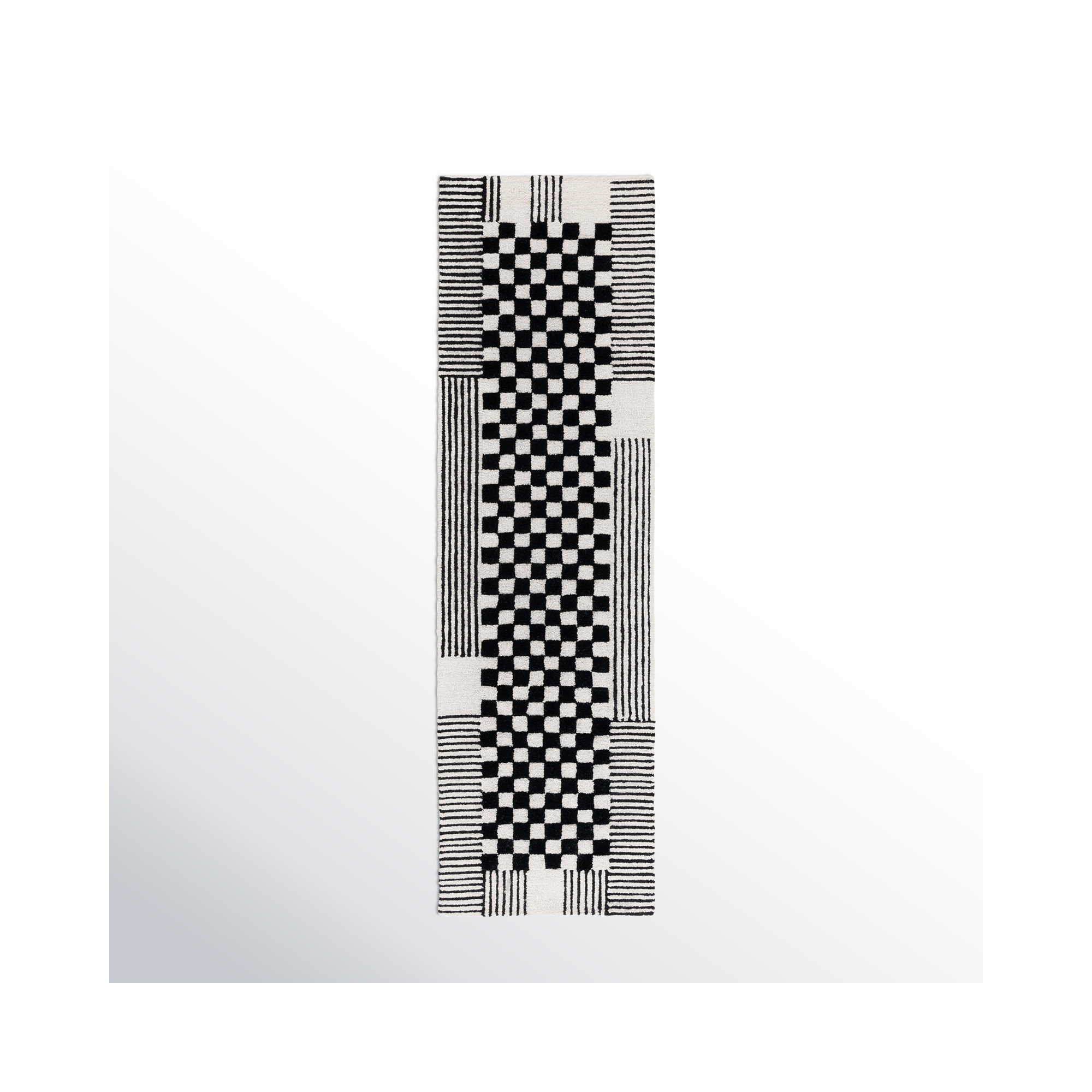 Hertha Wool Black / Ivory Rug, Runner 2'3" x 5'