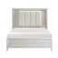 Grand lit à finition blanc antique avec tête de lit rembourrée à DEL avec meubles de chambre à coucher modernes 1pc, façades en roseaux