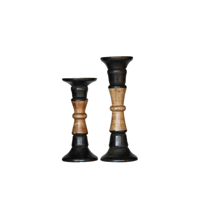 12'' H Wood Tabletop Pillar, Dark Polish