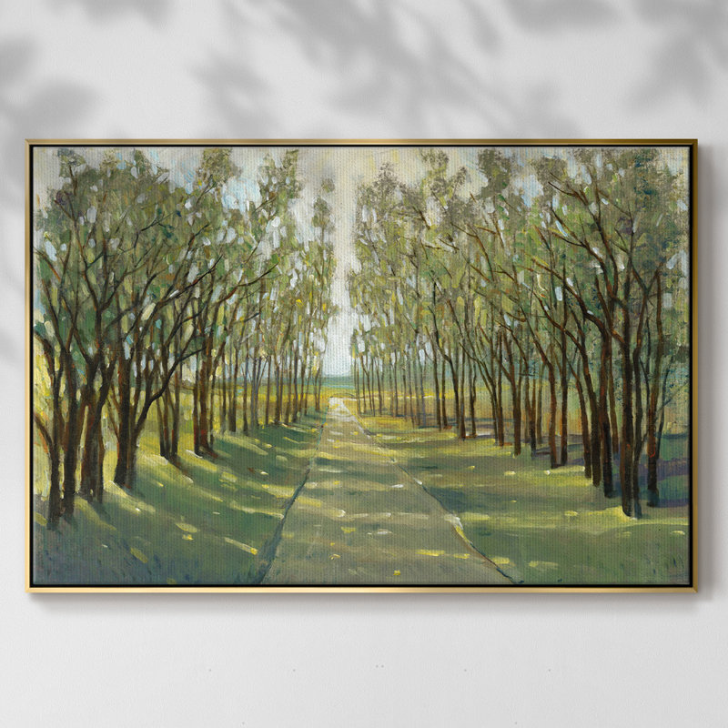Forest Path encadré sur toile, H 17 po x l 25 po x P 2 po, Or