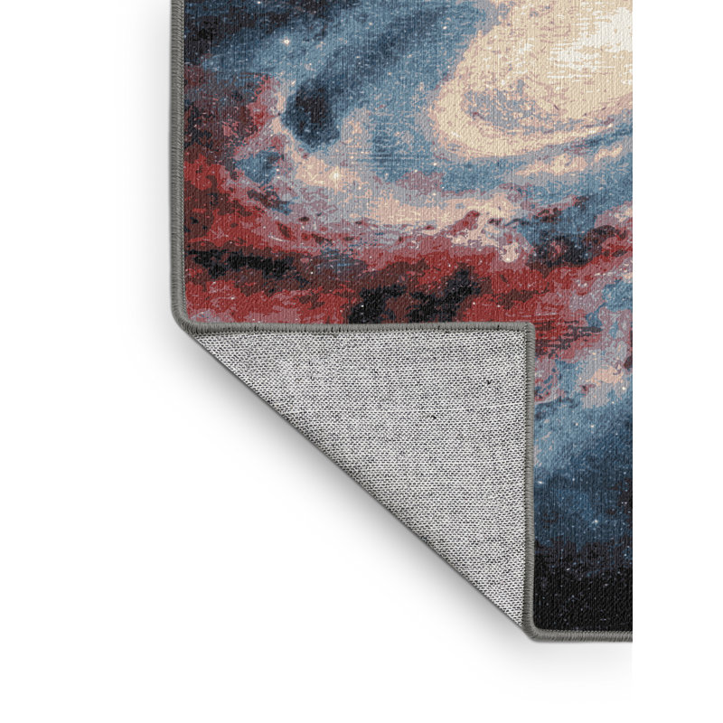 Tapis mauve lavable à la machine, Rond 3 pi