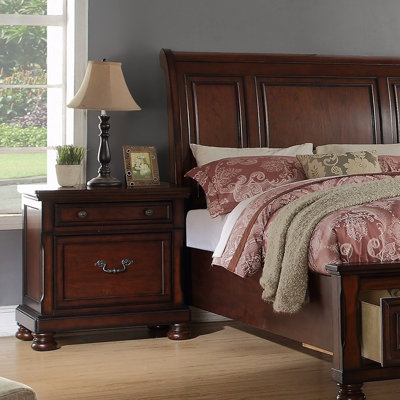 Armoire de chevet au fini cerisier avec rangement pour articles de chambre à coucher Table de chevet et options en bois massif