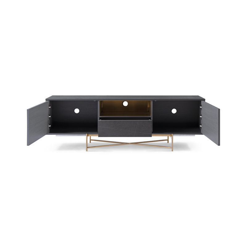 Aliyahmarie Unfinished TV Stand for TVs up to 78", Dark Grey/Brown