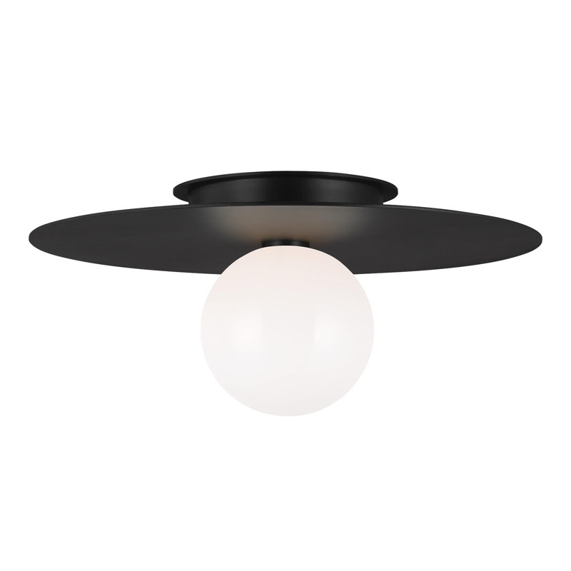 Allegra Single Light Glass Flush Mount, Midnight Black, 7.875" H x 17.5" W x 17.5" D