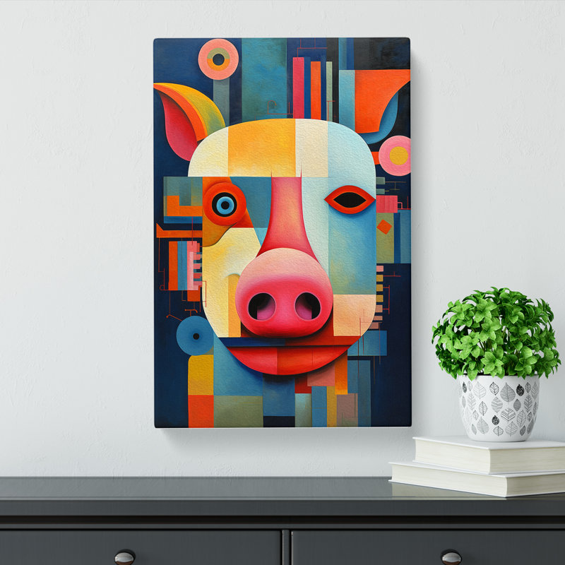 Pig Constructivism No.2 - Wrapped Canvas, 76cm H x 50cm W x 3cm D