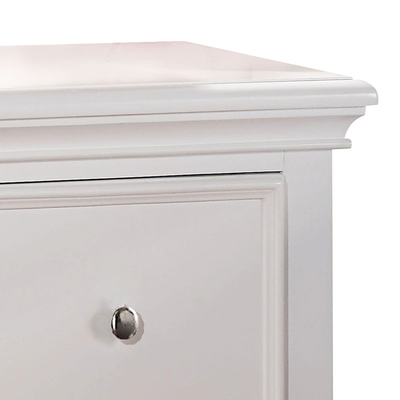 Table de chevet blanche 2 pour chambre à coucher au look transitionnel - pin travaillé avec 2 tiroirs captivant