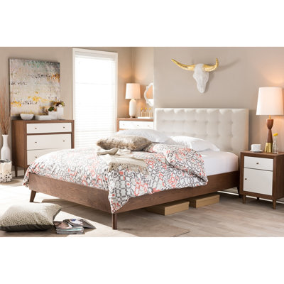 Lit plateforme tapissier très grand Herger au look moderne, H 43,7 po x l 80,51 po x L 85,83 po Herger