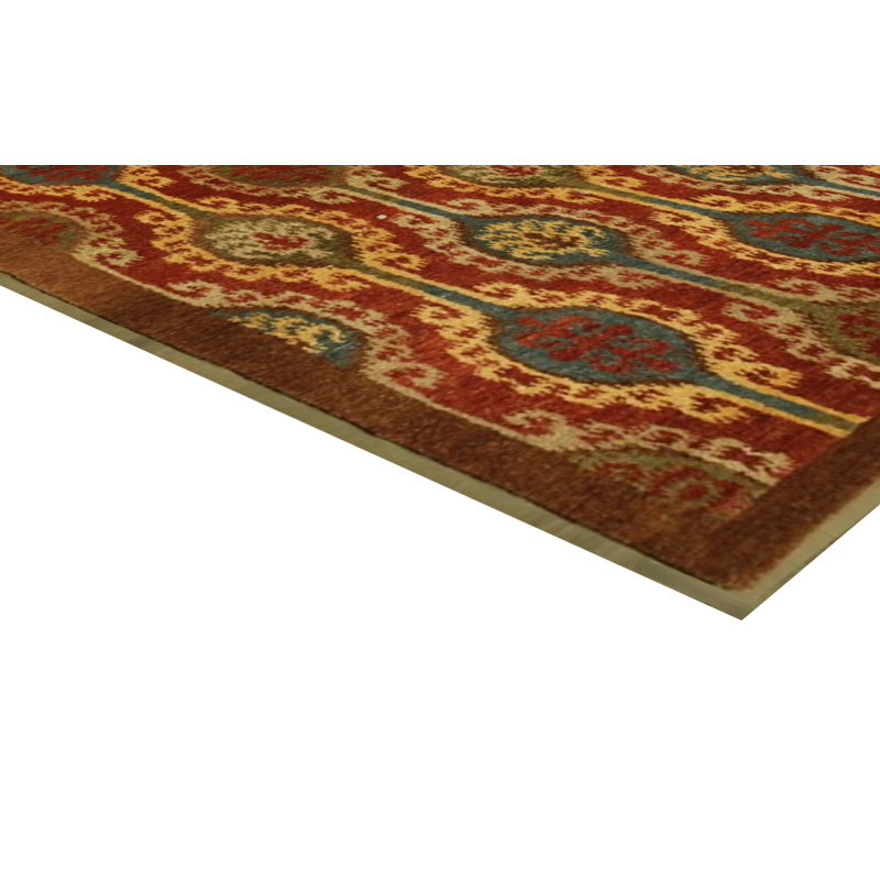 Tapis rouille en laine noué à la main de conception unique 5 pi x 8 pi Purav