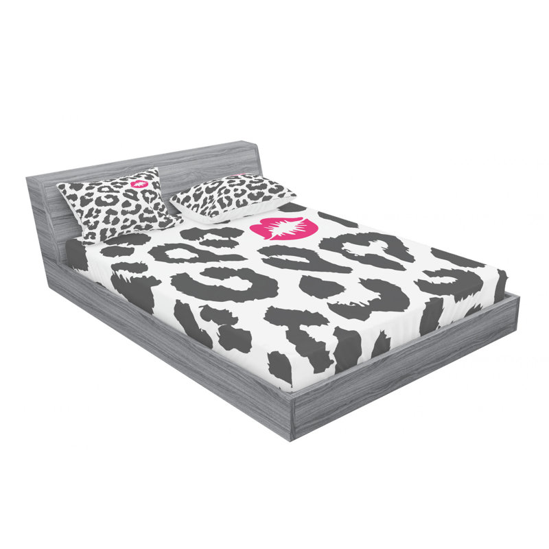 Microfiber Animal Print Sheet Set, Queen Sheet Set with Fitted Sheet