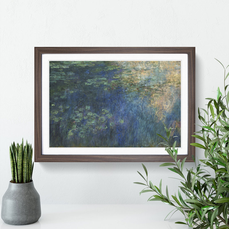 Water Lilies Lily Pond Vol.21 by Claude Monet - Picture Frame Painting, Walnut, 48cm H x 65cm W x 2cm D
