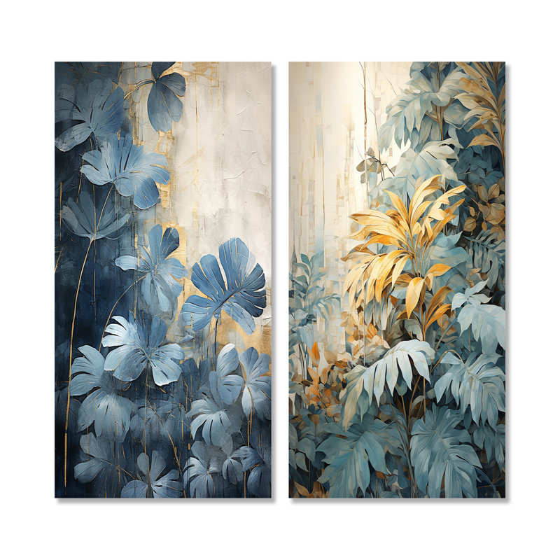 Ensemble de salon blanc et bleu Tropical Expression - Forest Wall Art, Toile tendue, H 28 po x l 25 po