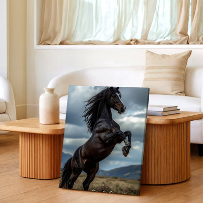 Black Rearing Horse Canvas Print Dramatic Equine Poster Home Decor Canvas Wall Art Print, Black Decorative Artwork For Living Room Bedroom Office, Hallway Gallery Wall Home Decor