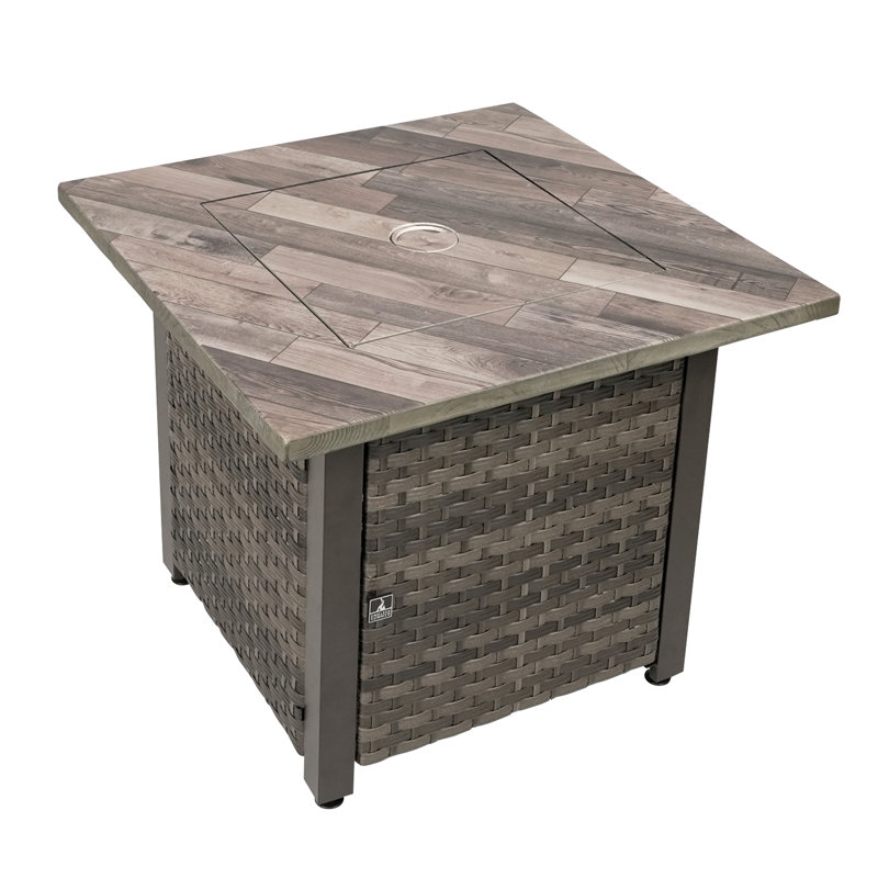 Rustic Brown Steel Square Gas Fire Pit