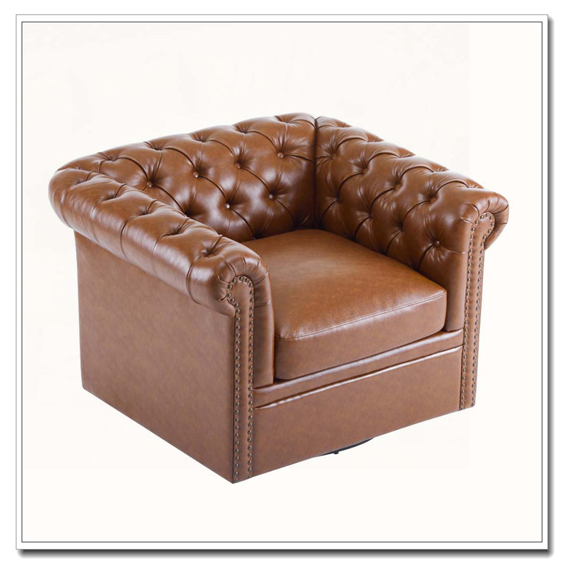 Fauteuil club pivotant Chesterfield, Cognac