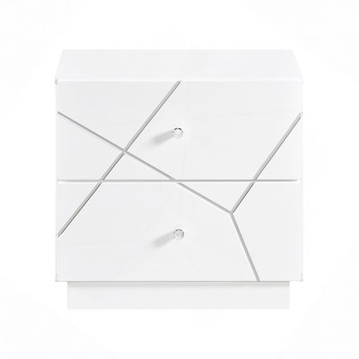 Ensemble de meubles de chambre à coucher glamour à 2 tiroirs avec motif géométrique
