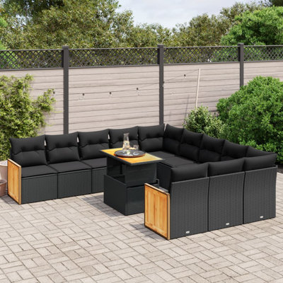  Ensemble de canapé de jardin noir