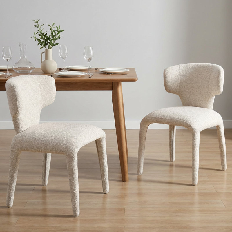 49.53cm H Cotton Upholstered Metal Upholstered Back Side Chair, Oatmeal