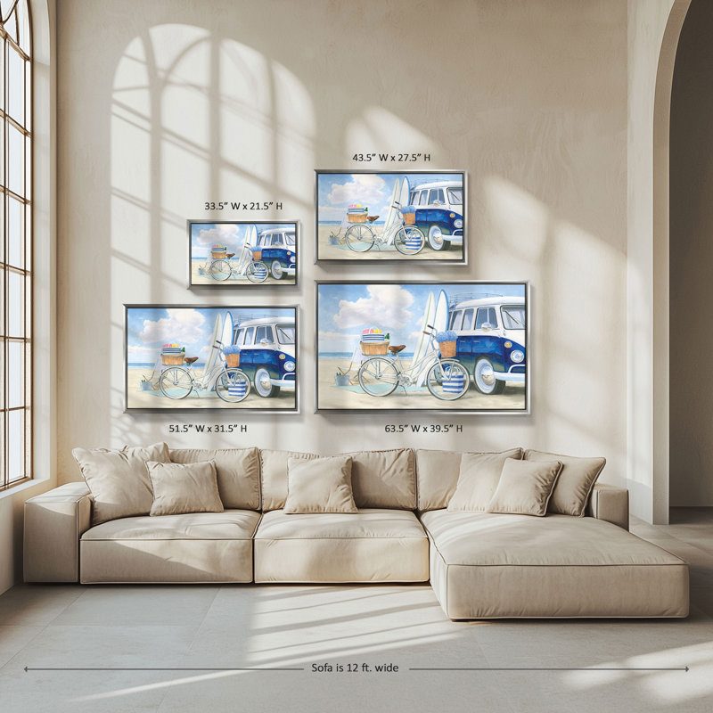 "Beach Time I" by James Wiens Print on Canvas in a  Floater Frame, Silver, 21.5" H x 33.5" W