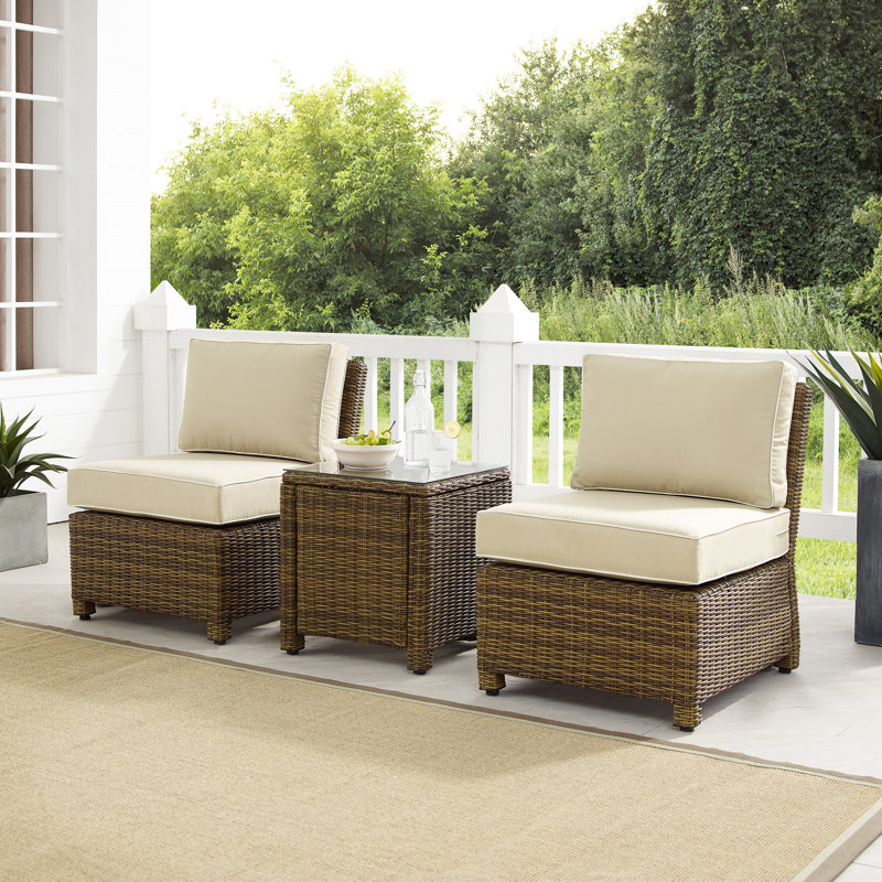 Ensemble de chaises d'extérieur 3 pièces Regina, Crème, crème, Brun