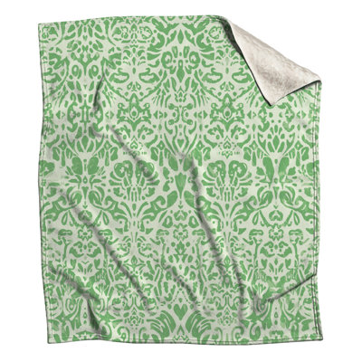 Green Damask Pattern Blankets