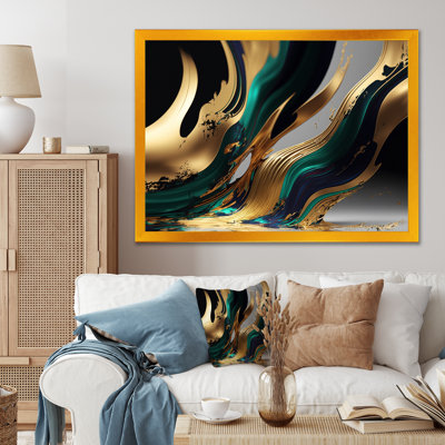 Green And Gold Agate II - Abstract Transitional Canvas Wall Art