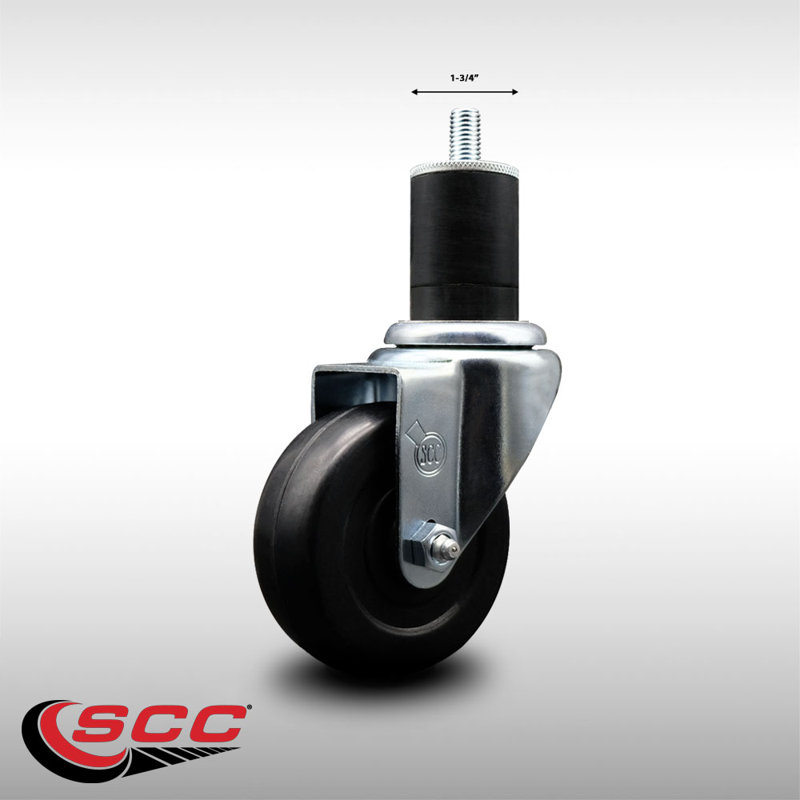 3.5 Inch SS Soft Rubber Wheel Swivel 1-3/4 Inch Expanding Stem Caster SCC