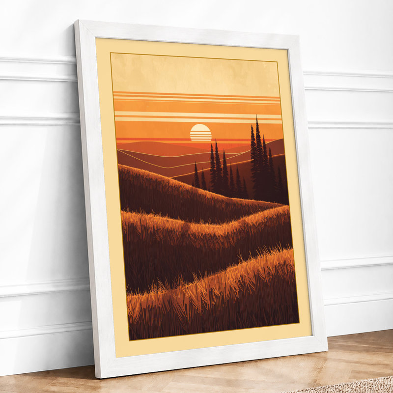 Golden Hour Silhouette Modern - Framed Print, A1 - 84.1 x 59.4 cm, White