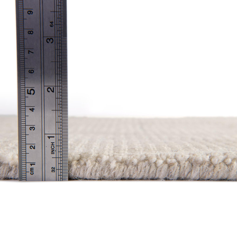 Solid/Striped Liabah Area Rug Vanilla Bean-Ivory Color, Rectangle 10' x 14'