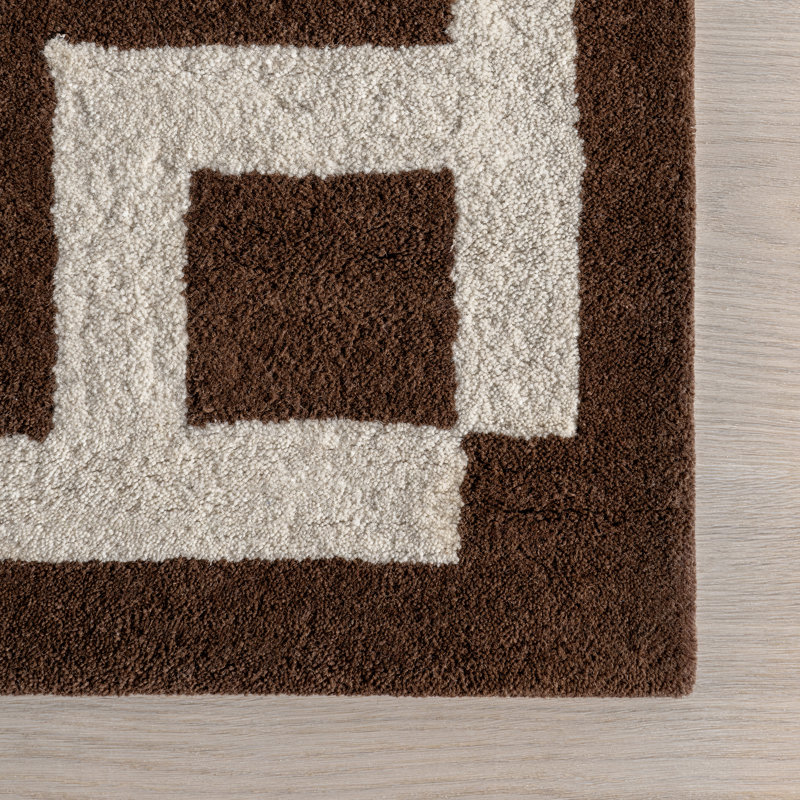 Grace Brown Handmade Wool Tufted Rectangular Area Rug 6' x 9'