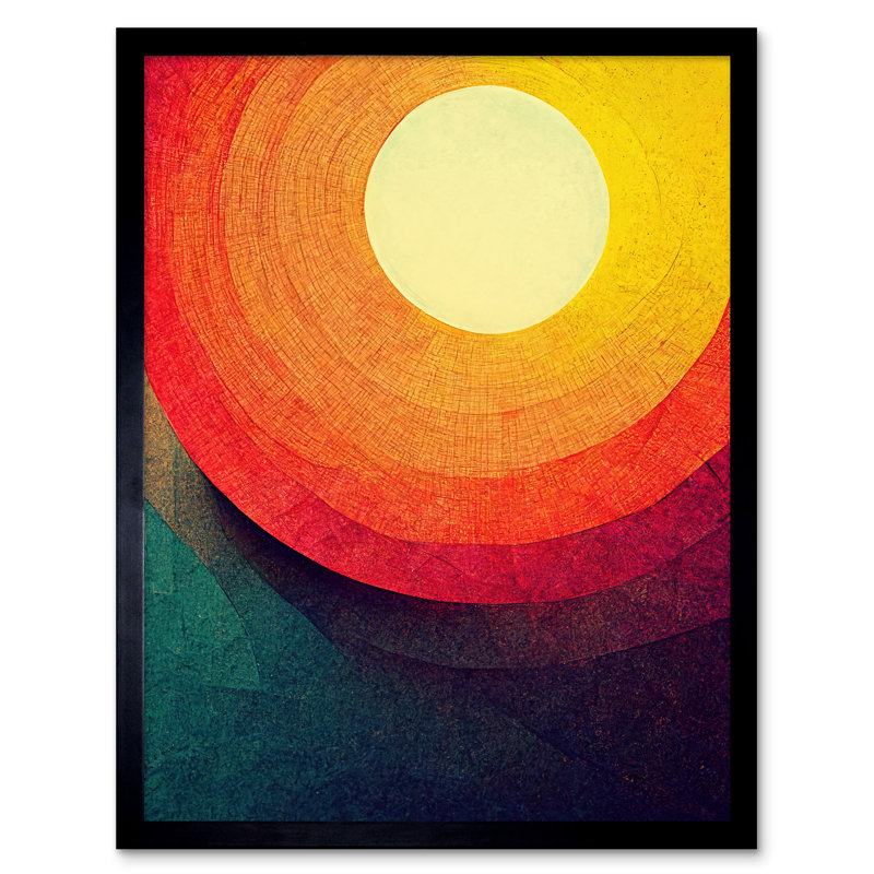 Sunrise Sunset Sunshine Retro Style - Single Picture Frame Print