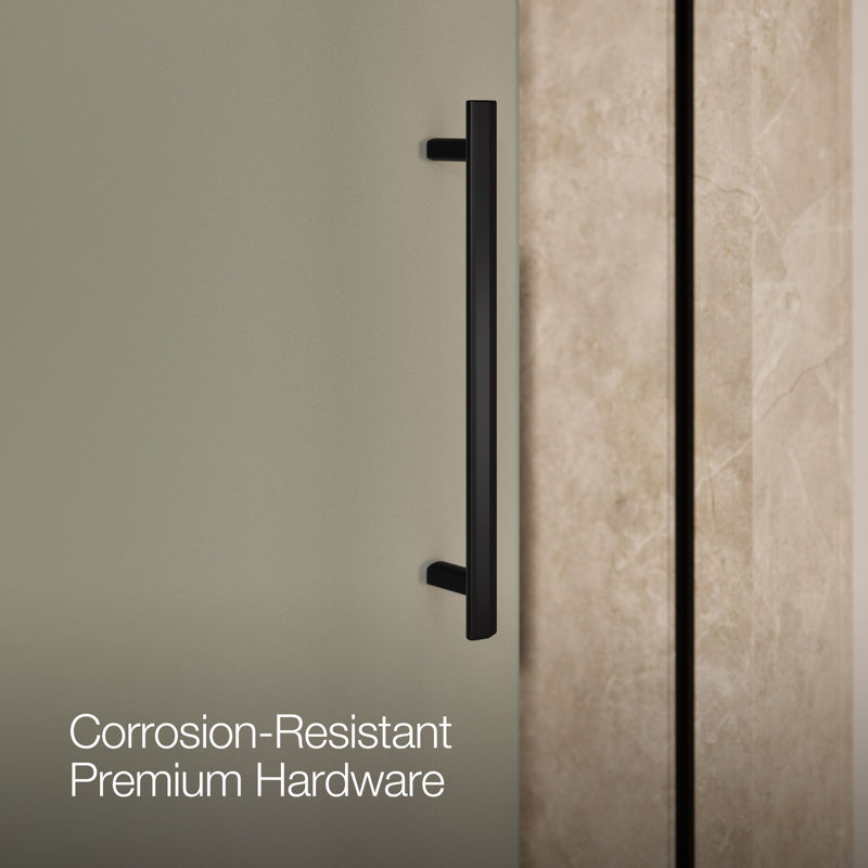 Pleat Frameless Sliding Bath Door, Black