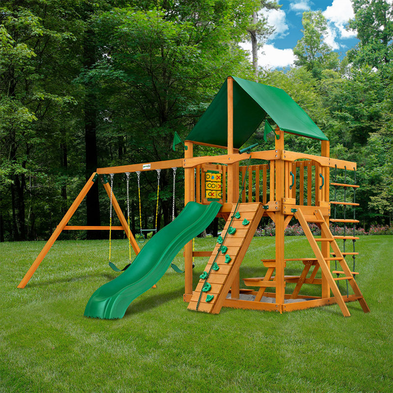 Chateau II Swing Set - Professional Installation Available, Classic Green Vinyl Canopy, No