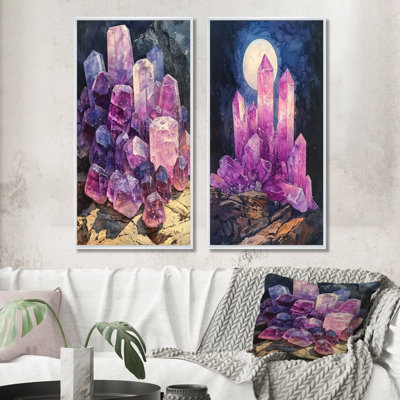 Crystals Energy Pink And Purple At The Moon I - Farm Canvas Art 2 Panels Collection