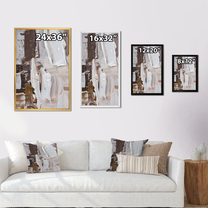 Gros plan sur les coups de pinceau bruns - art mural moderne et contemporain sur toile, H 20 po x l 12 po x P 1 po