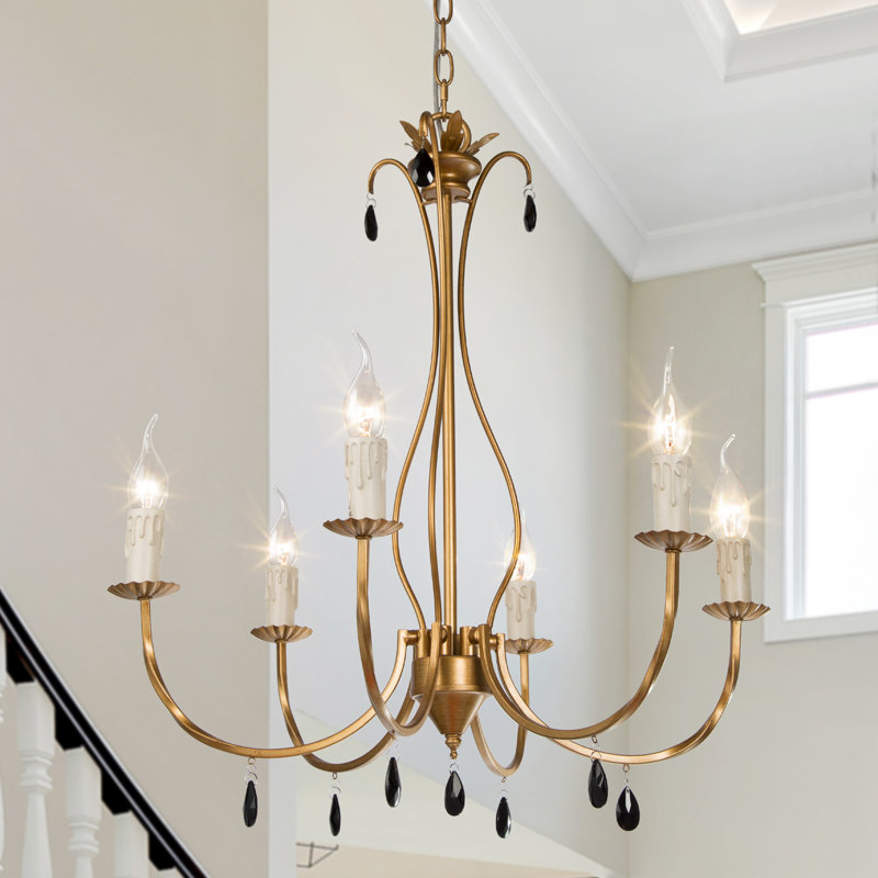 Lustre empire 6 lumières de style bougie avec accents de cristal