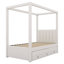 Lit à baldaquin simple beige avec lit gigogne et 3 tiroirs de rangement-1271328029
