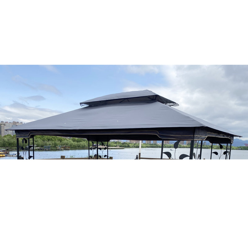 Remplacement de la couverture de pavillon de jardin à double toit 13 x 10 pi - Gris, auvent de protection solaire