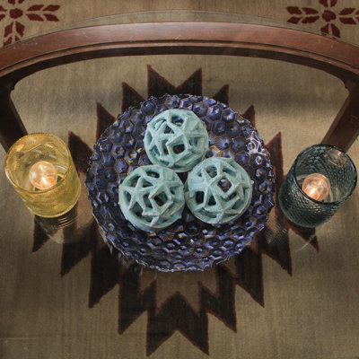 Ensemble de 3 boules décoratives en résine en forme d'étoile de mer bleue côtière, pour la décoration d'étagères, 10 cm de hauteur