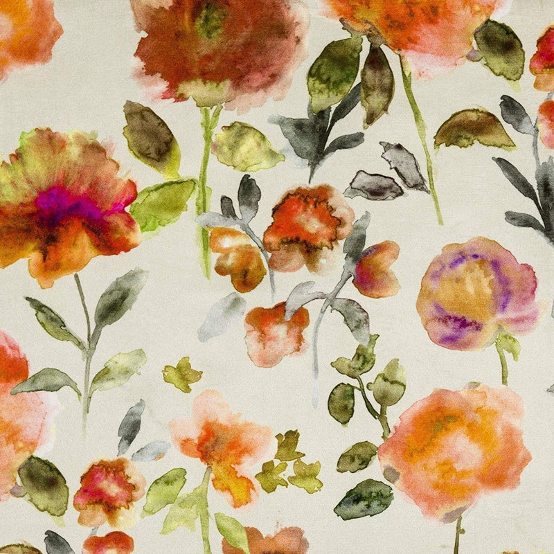 Cho Floral Square Cushion Cover, Orange