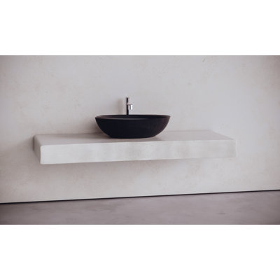 Vast Studio Collection 13.8" Concrete Oval Pedestal Bathroom Sink