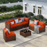6 Person Rattan Sectional Seating Group With Cushions