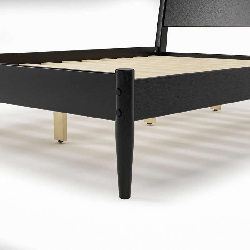 Lit plateforme en bois massif Ashlie, Grand, Black