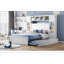 Lit double en bois avec armoire tout-en-un, tablette et prises, blanc-388811939