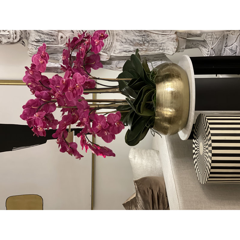 Orchid Faux Floral Arrangement in Vase, Pink